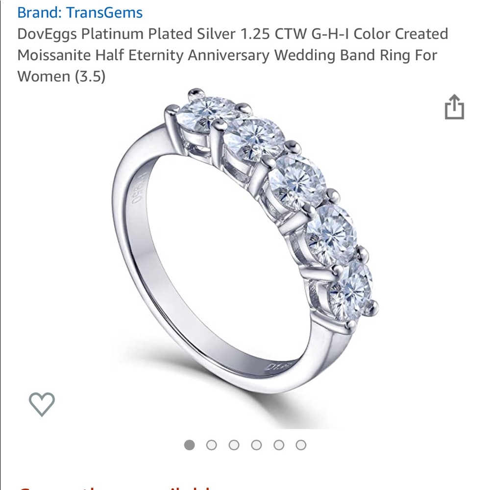 Sterling Silver Moissanite Half Eternity Ring